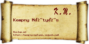 Kempny Mátyás névjegykártya